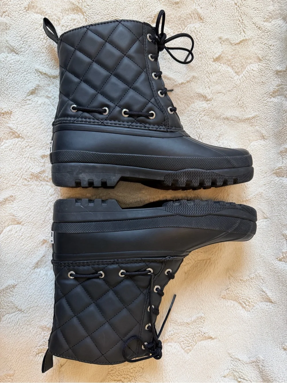 EUC Sperry Gosling Black Quilted Waterproof Duck Winter Boots